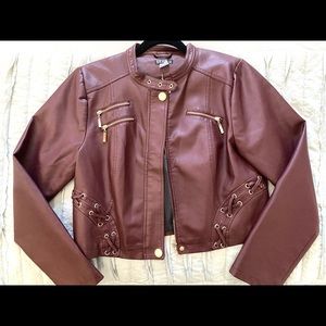 Venus Deep Burgundy Faux Leather Jacket